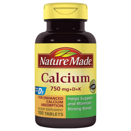 Nature Made, Cálcio com Vitaminas D3 e K - 100 Tabletes