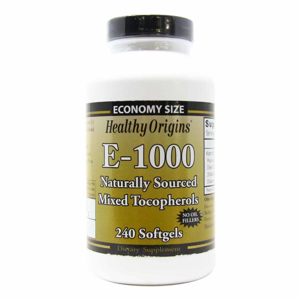 Healthy Origins Vitamina E 1000 UI - Antioxidante Poderoso para Sua Saúde - 240 Cápsulas Gelatinosas