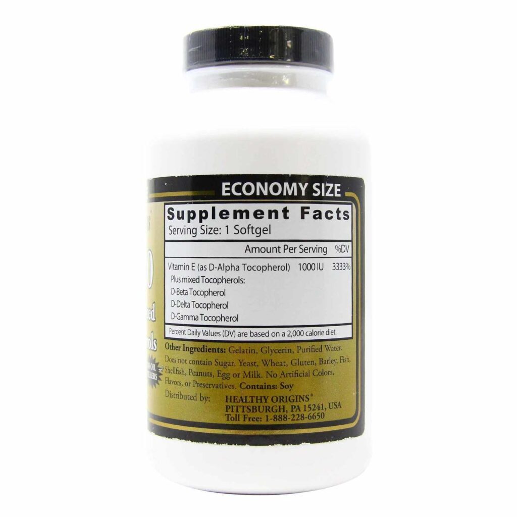 Healthy Origins Vitamina E 1000 UI - Antioxidante Poderoso para Sua Saúde - 240 Cápsulas Gelatinosas - Imagem 2