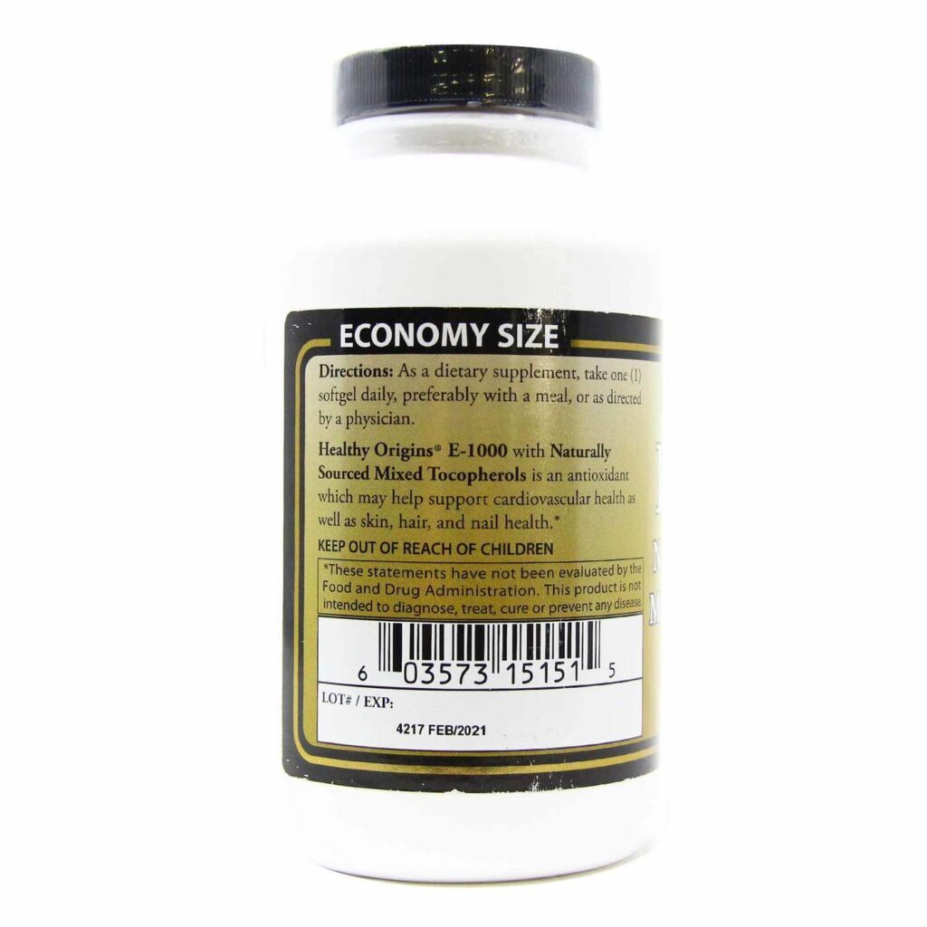Healthy Origins Vitamina E 1000 UI - Antioxidante Poderoso para Sua Saúde - 240 Cápsulas Gelatinosas - Imagem 3
