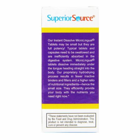 Superior Source, No Shot - B12 Cianocobalamina 1,000 mcg com Ácido fólico 400 mcg - 60 Comprimidos - Image 3