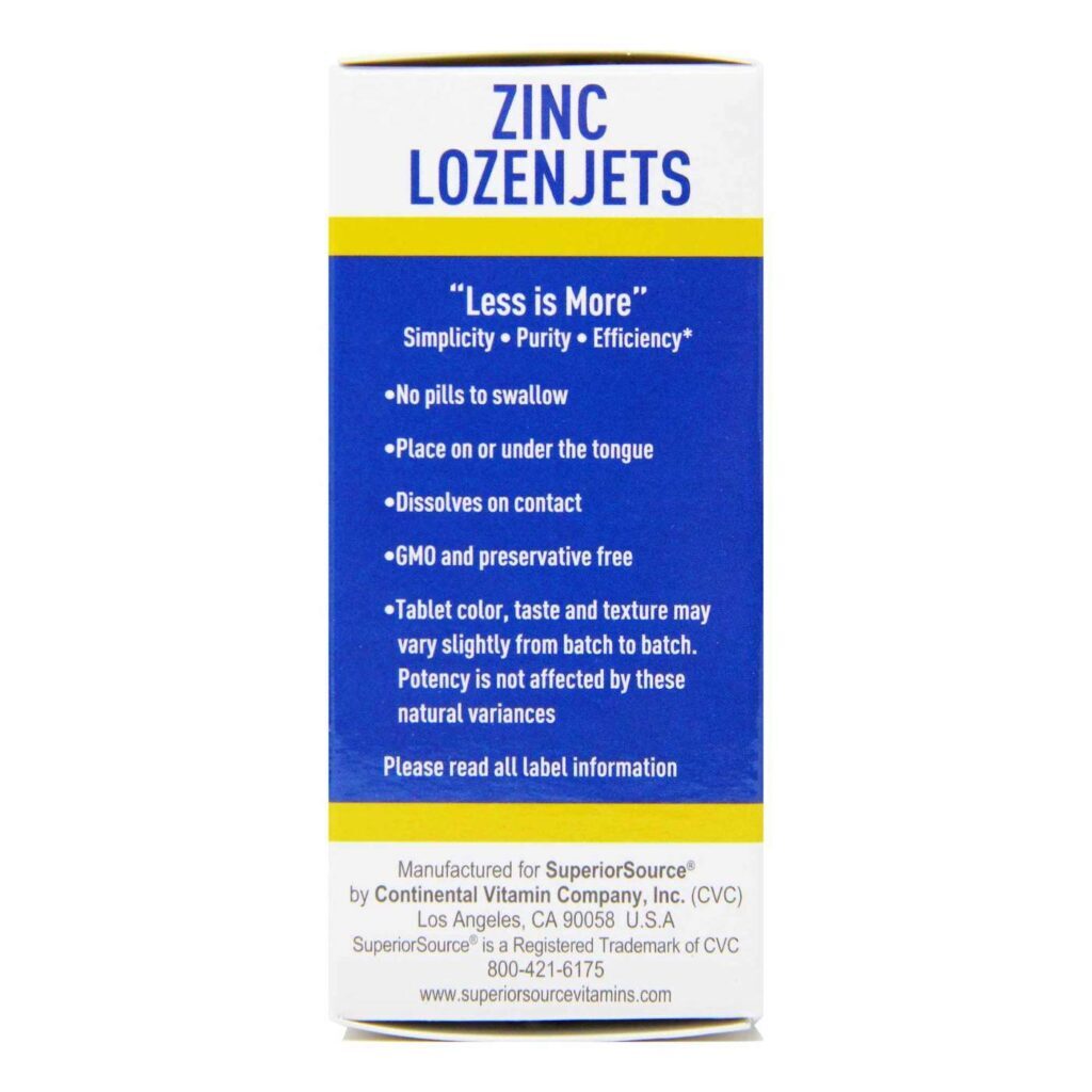 Superior Source Zinco Lozenjets 5 mg - 60 Tabletes Solúveis para Imunidade - Imagem 2
