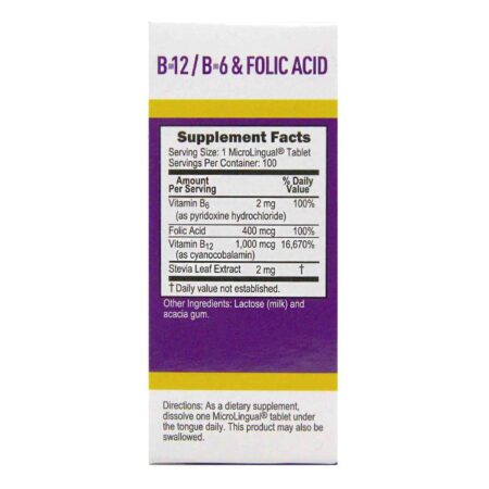 Superior Source, No Shot B12 Cianocobalamina 1,000 mcg com B6 e Ácido Fólico - 100 Tabletes - Image 2