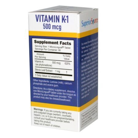 Superior Source Vitamina K1 500 mcg - 90 Tabletes: Saúde Óssea e Cardiovascular no Brasil - Imagem 2