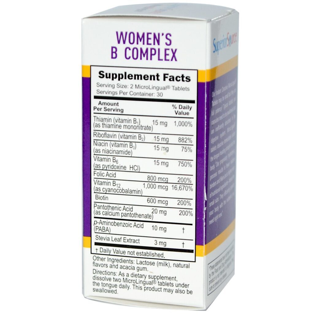 Superior Source Complexo B Para Mulheres - 60 Tabletes: Energia e Bem-Estar - Imagem 2