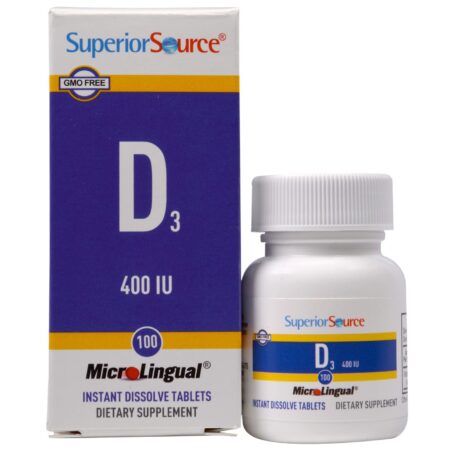 Superior Source, Vitamina D3 - 400 IU - 100 Tabletes Microlingual