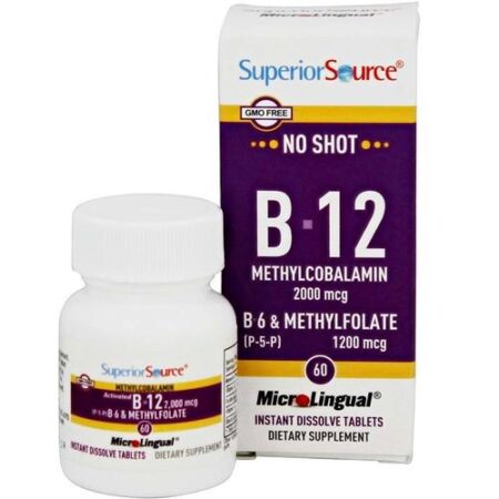 Superior Source, Vitamina B12 - 2,000 mcg com B6 e Metilfolato - 60 Tabletes