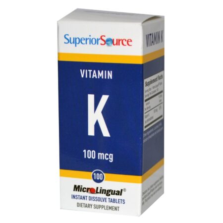 Superior Source, Vitamina K 100 mcg - 100 Tabletes