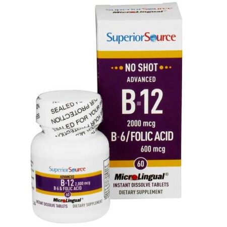 Superior Source No Shot Advanced B12 2000 mcg/B6/Folic Acid 600 mcg - 60 Tabletes