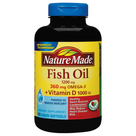 Nature Made, Óleo de Peixe 1200 mg + Vitamina D 1000 IU - 90 Cápsulas em Gel