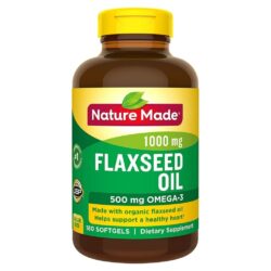 Nature Made Óleo de Linhaça 1000mg - 180 Cápsulas em Gel para Saúde Cardiovascular e Bem-Estar