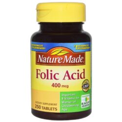 Nature Made Ácido Fólico 400 mcg - 250 Tabletes: Essencial para Gestantes e Bem-Estar Geral