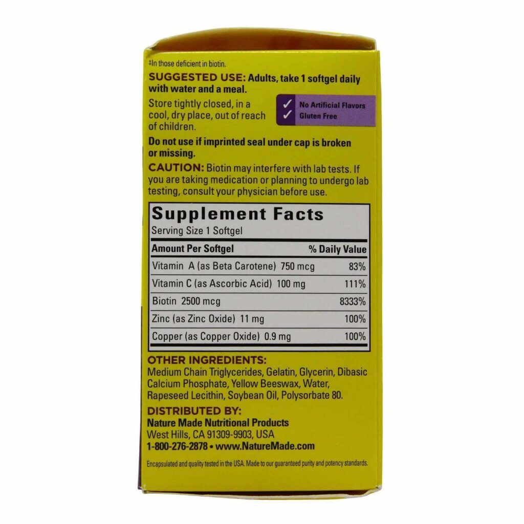 Nature Made Vitaminas para Cabelo, Pele e Unhas - 60 Cápsulas em Gel - Imagem 2