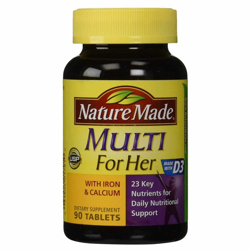 Nature Made Multivitamínico para Elas com Ferro & Cálcio - 90 Tabletes