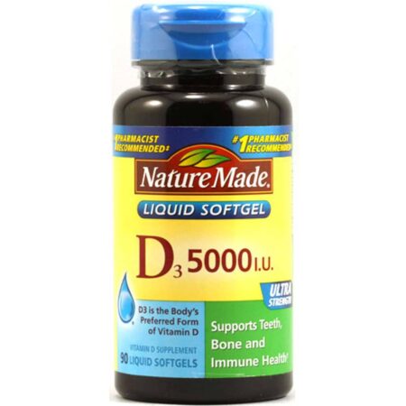 Nature Made Vitamina D3 - 5,000 IU - 90 Liquid Cápsulas em Gel