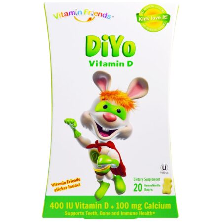 Vitamin Friends DiYo 400 IU Vitamina D + 100 mg Cálcio - 20 Bears