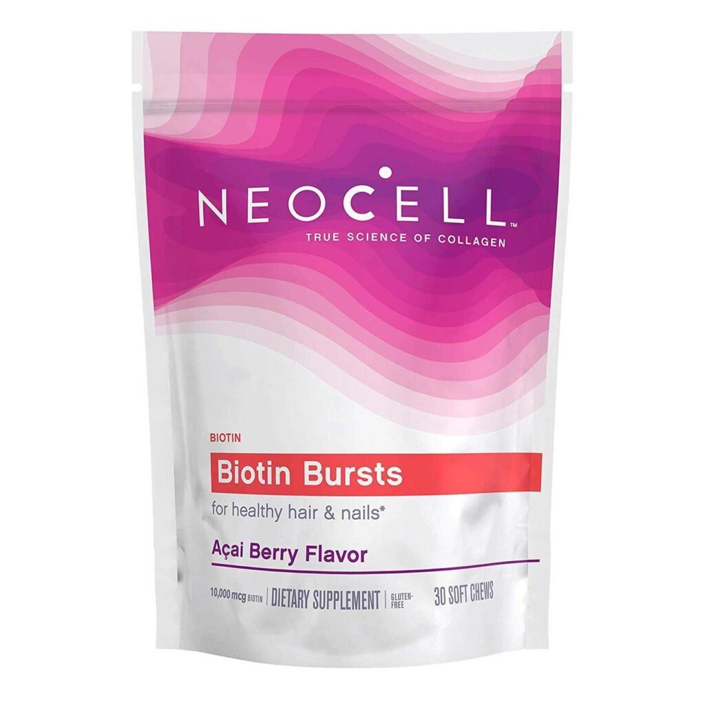 Neocell Biotin Bursts: Biotina Mastigável para Cabelos, Pele e Unhas Fortes com 30 Pastilhas