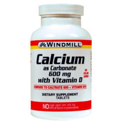 Windmill Health Products Cálcio 600 mg com Vitamina D3 - 120 Tabletes para Ossos Fortes