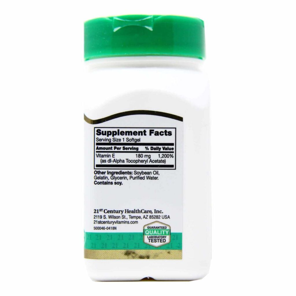 Vitamina E 21st Century 180 mg - 110 Cápsulas em Gel: Poder Antioxidante Essencial - Imagem 2
