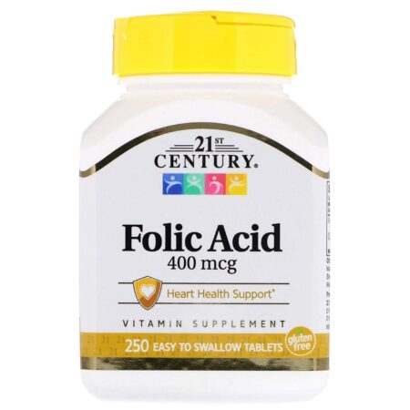 21st Century, Ácido Fólico - 400 mcg - 250 Tabletes