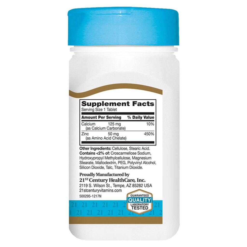 21st Century Zinco Quelatado - 50 mg - 110 Comprimidos: Imunidade e Bem-Estar Essencial - Imagem 2