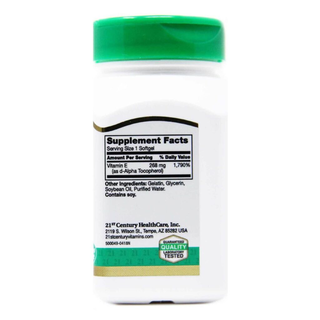 Vitamina E Natural 400 UI 21st Century - 110 Cápsulas em Gel Antioxidante - Imagem 2