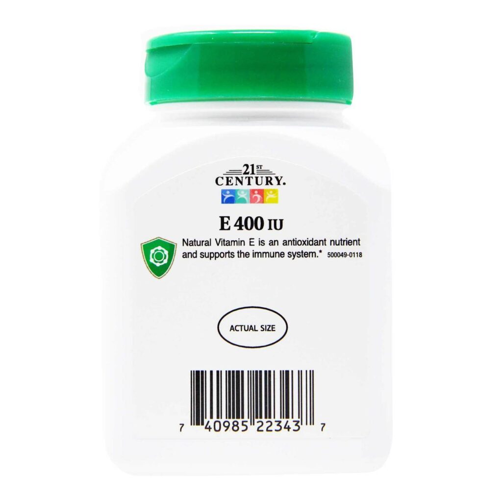 Vitamina E Natural 400 UI 21st Century - 110 Cápsulas em Gel Antioxidante - Imagem 3