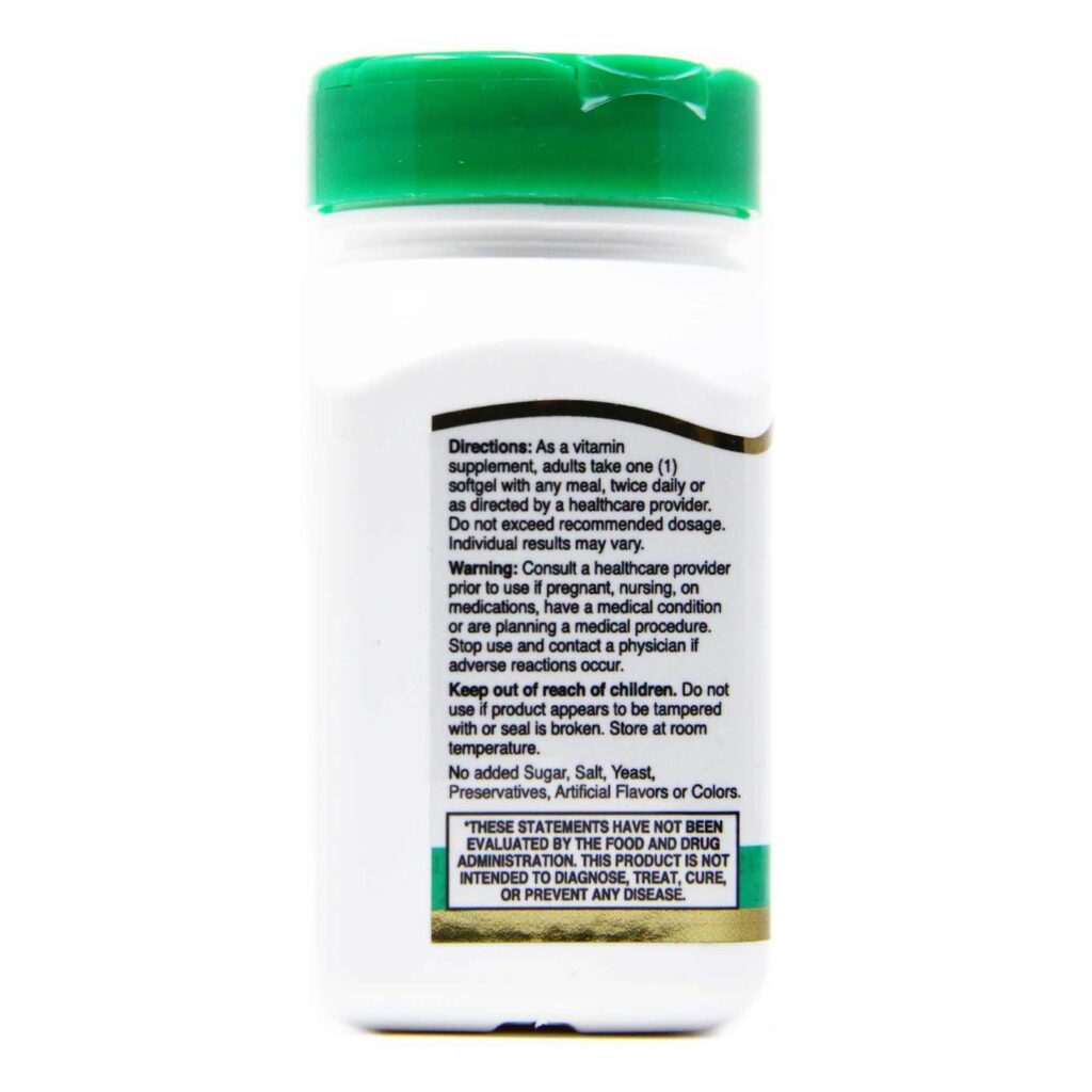 Vitamina E Natural 400 UI 21st Century - 110 Cápsulas em Gel Antioxidante - Imagem 4