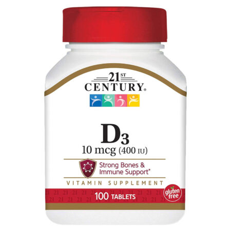 21st Century, Vitamina D3 10 mcg - 100 Tabletes