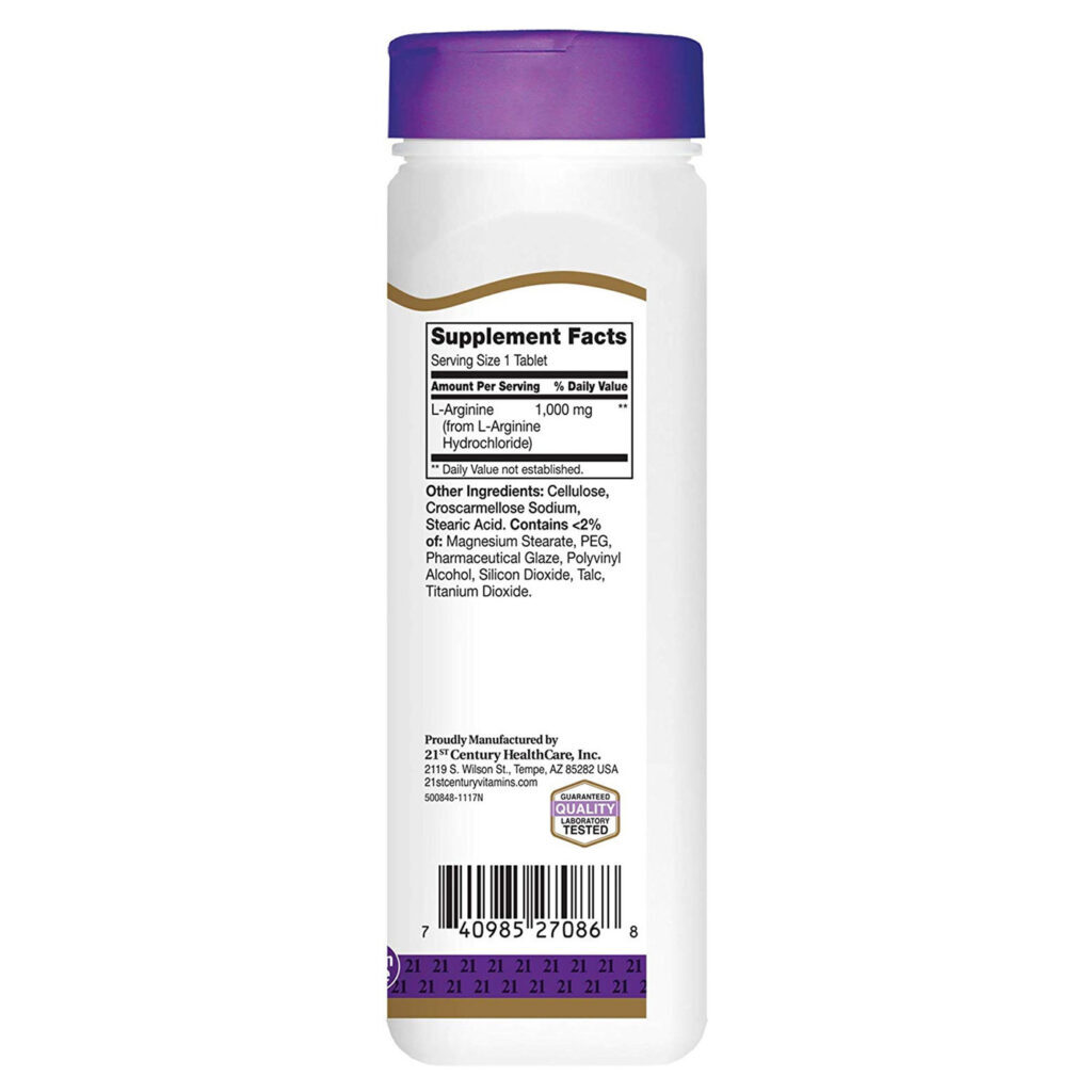 L-Arginina 1.000 mg 21st Century - 100 Tabletes para Performance e Bem-Estar - Imagem 2