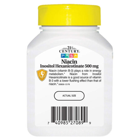 21st Century Niacina - Hexanicotinato de inositol - 500 mg - 110 Cápsulas - Image 3