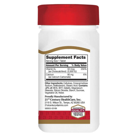 21st Century Vitamina D3 - 50 mcg - 110 comprimidos - Image 2