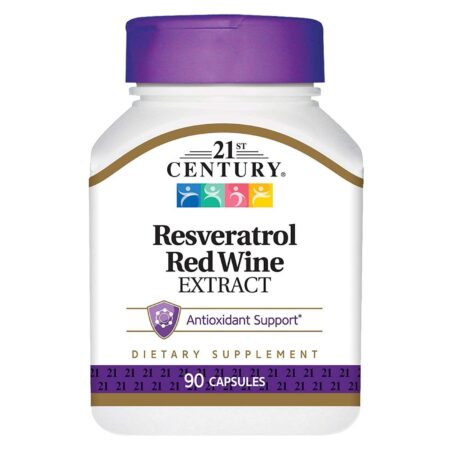 21st Century, Resveratrol Extrato de Vinho Tinto - 90 Cápsulas