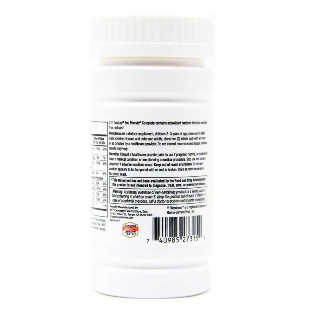 Zoo Friends® Multivitamínico Completo 21st Century Para Crianças - 60 Comprimidos Mastigáveis - Imagem 3