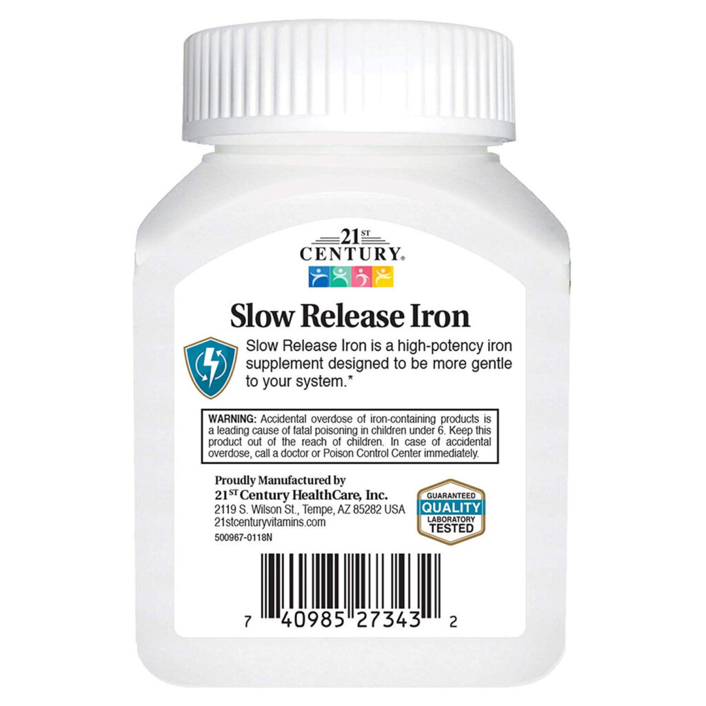 21st Century Ferro de Liberação Lenta - 45 mg - 60 Tabletes: Essencial para Energia e Bem-Estar no Brasil - Imagem 3