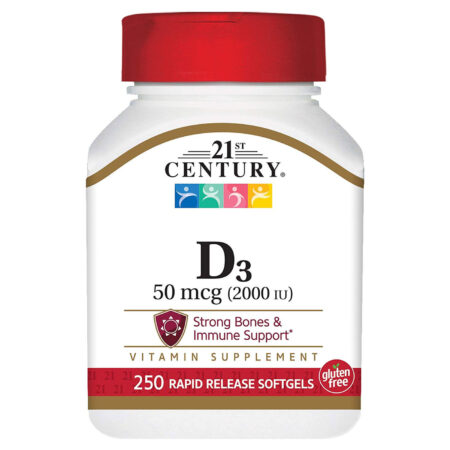 21st Century Vitamina D3 - 50 mcg - 250 cápsulas de liberação rápida