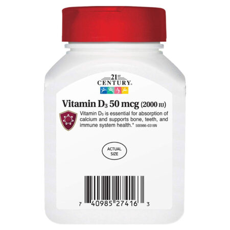 21st Century Vitamina D3 - 50 mcg - 250 cápsulas de liberação rápida - Image 3