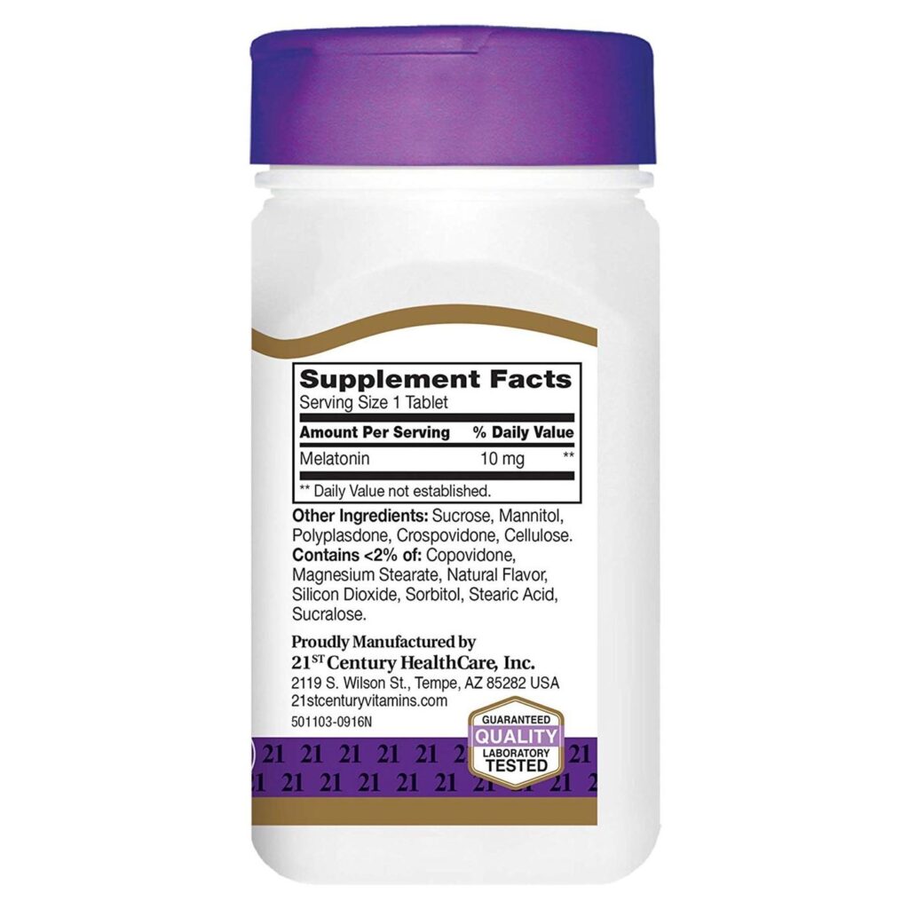 21st Century Melatonina 10 mg Cereja 120 Comprimidos: Sono Profundo e Reparador - Imagem 2