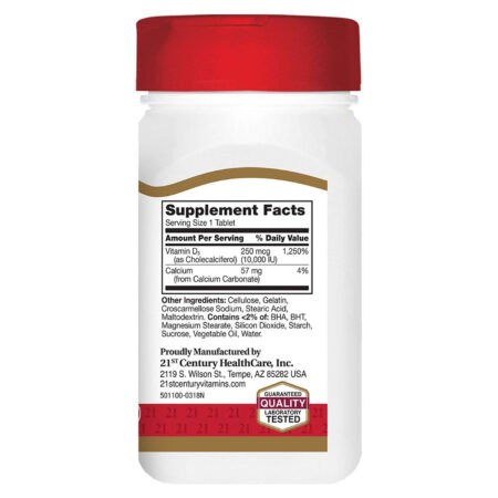 21st Century Vitamina D3 - 250 mcg - 110 comprimidos - Image 2