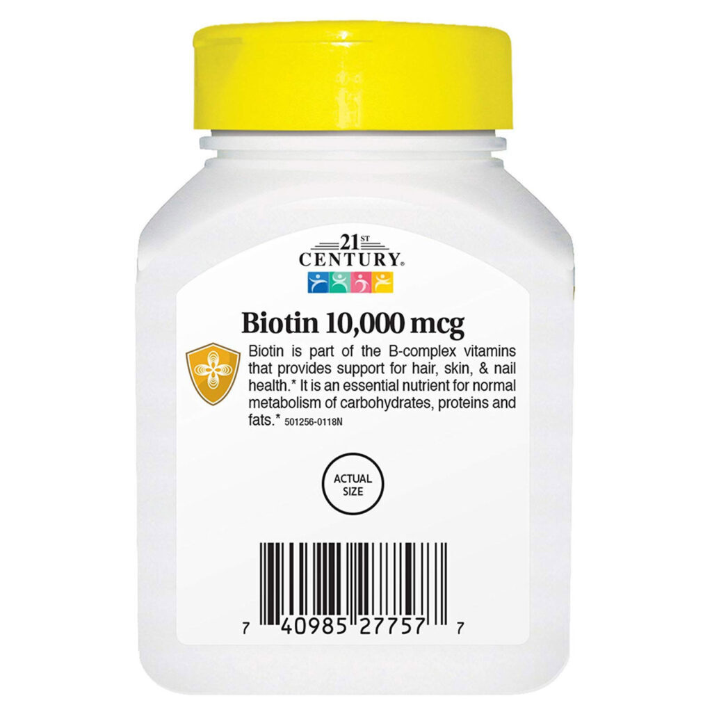 Biotina 10.000 mcg 21st Century - 120 Comprimidos para Cabelo, Pele e Unhas - Imagem 3