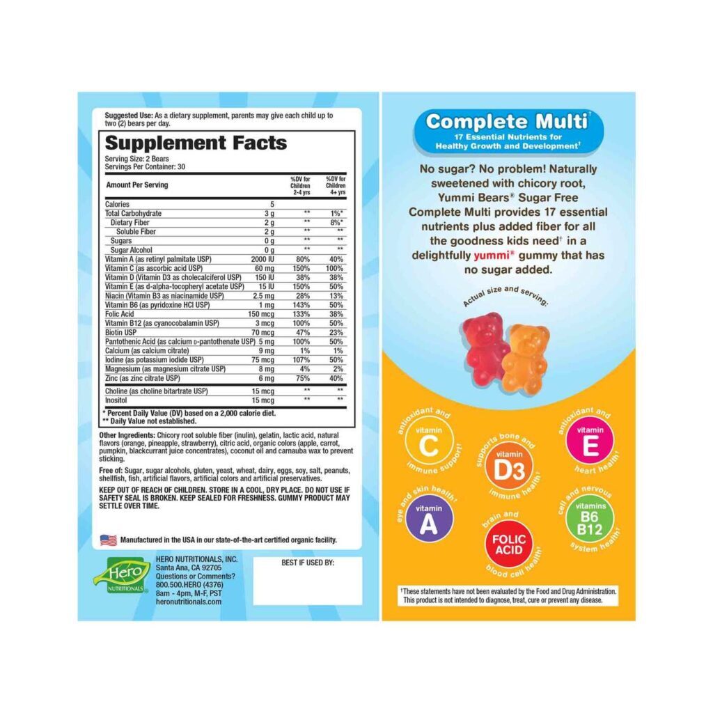 Hero, Yummi Bears® Multivitamínico Infantil Completo - 60 Gomas para Desenvolvimento Saudável - Imagem 2