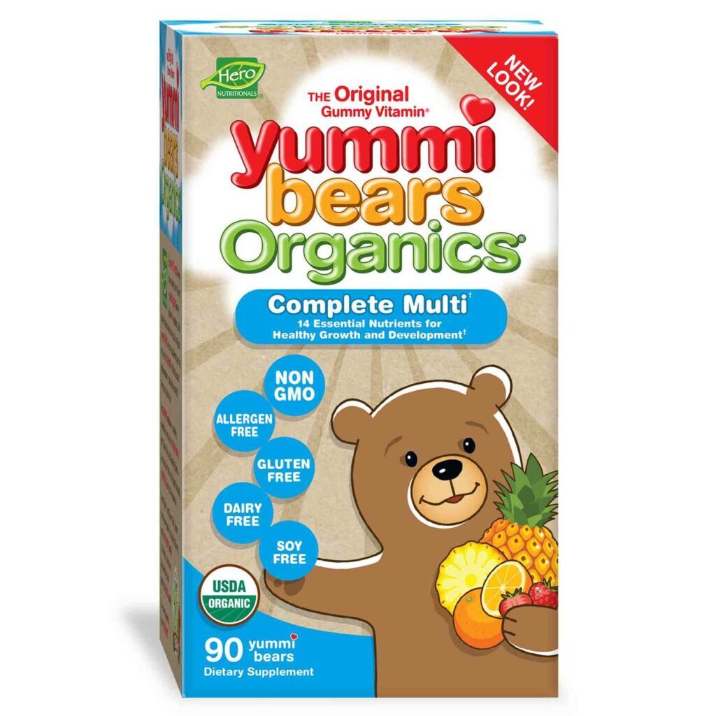 Hero Nutritionals Yummi Bears Organics® Multivitamínico Completo - 90 Gomas - Nutrição Essencial para Crianças