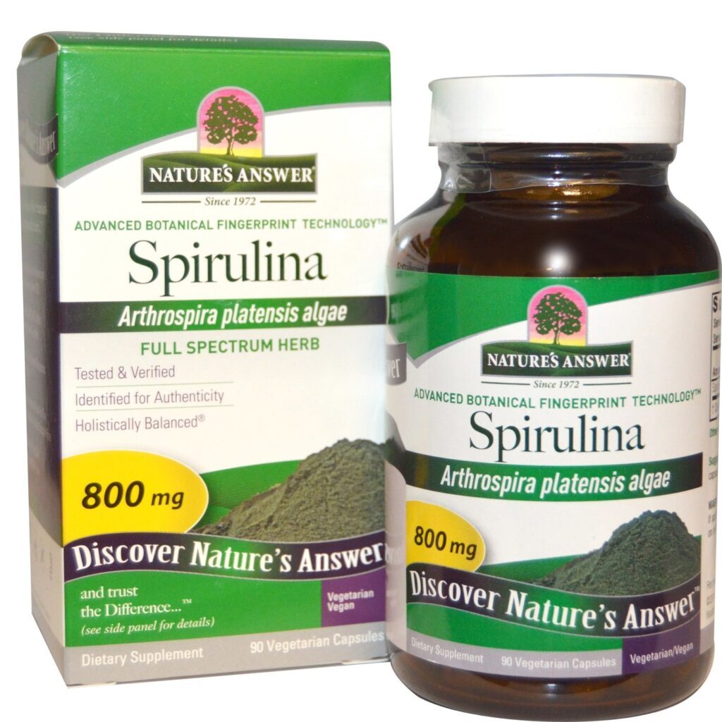 Nature's Answer Spirulina - 800mg - 90 Cápsulas Vegetarianas: Energia Verde Pura