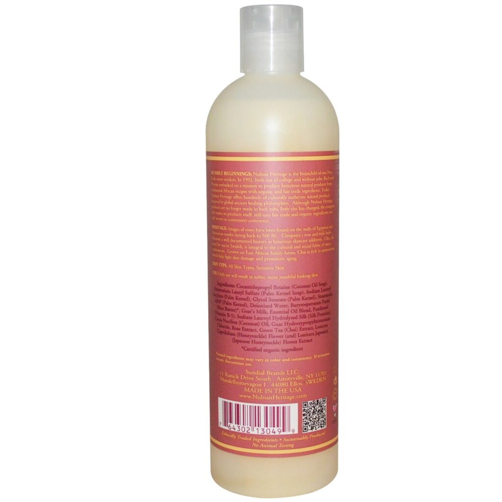 Nubian Heritage Sabonete Líquido Corporal Leite de Cabra e Chai 384ml - Pele Hidratada e Aveludada - Imagem 2