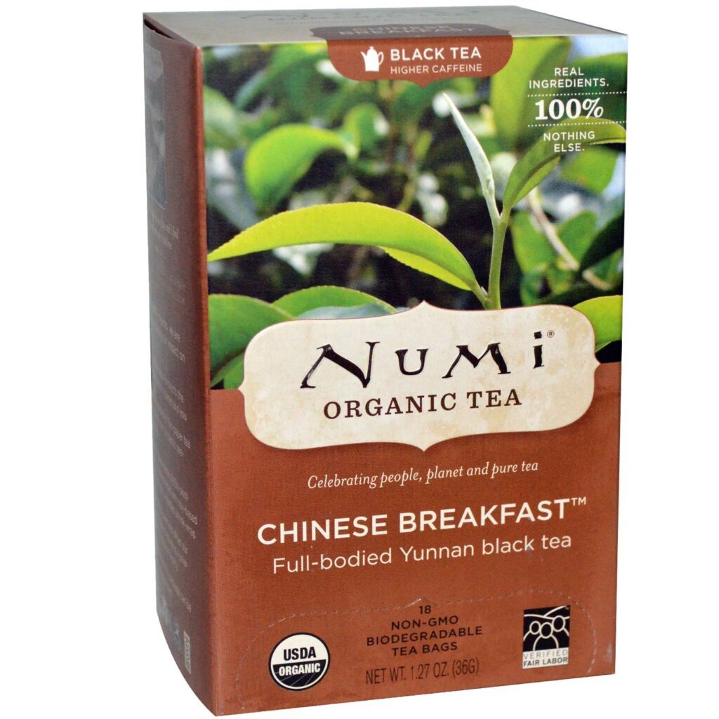 Numi Tea Chá Preto Café da Manhã Chinês - 18 Saquinhos Orgânicos
