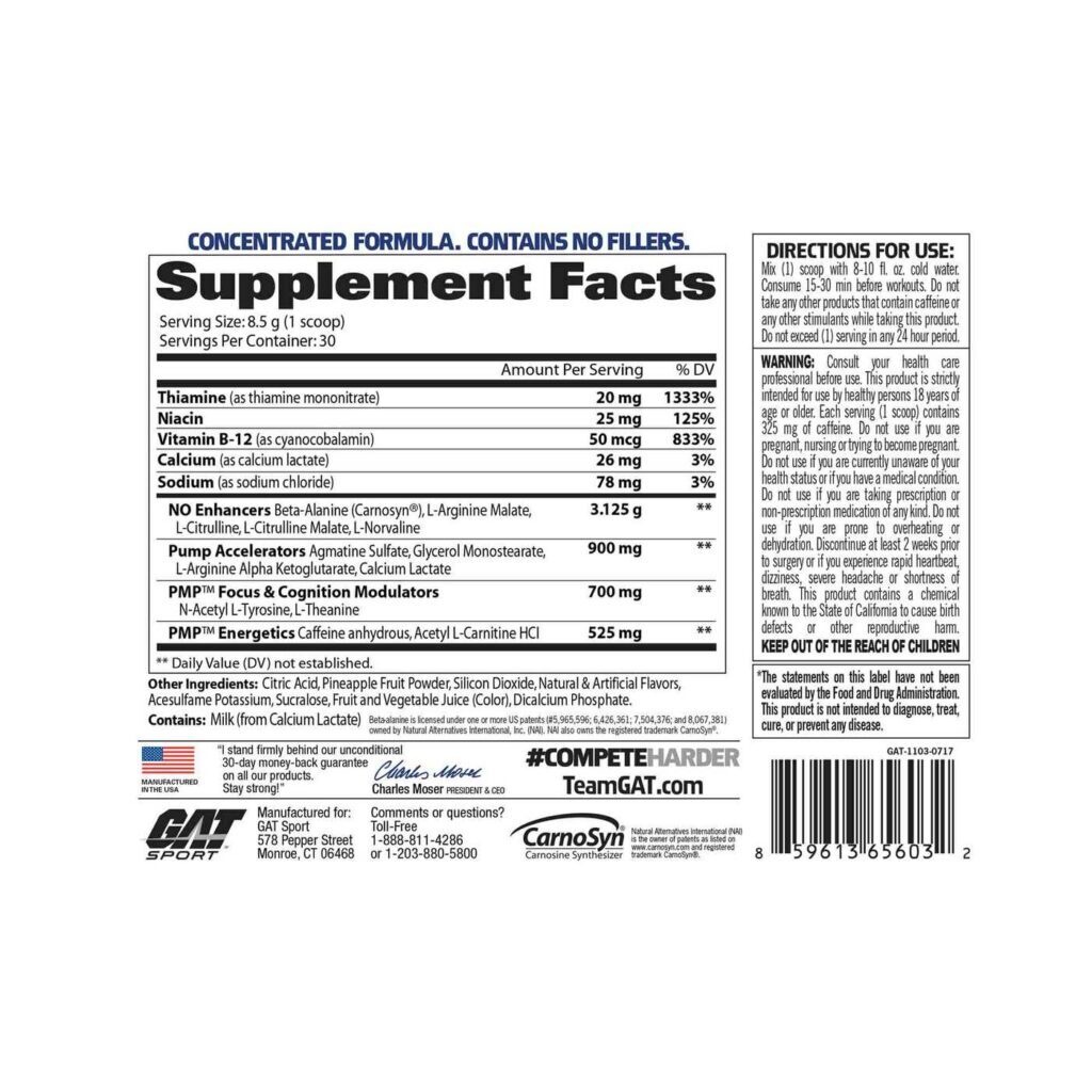 GAT PMP Limonada de Framboesa - 255g (9 oz) - Energia e Foco para o Seu Treino - Imagem 3