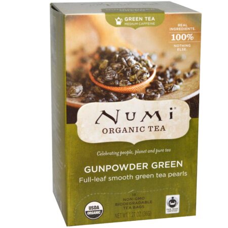 Numi Tea Organic, Pólvora Verde - 18 Saquinhos de Chá