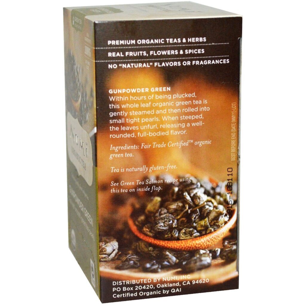 Numi Tea Pólvora Verde Chá Orgânico - 18 Saquinhos Naturais - Imagem 2