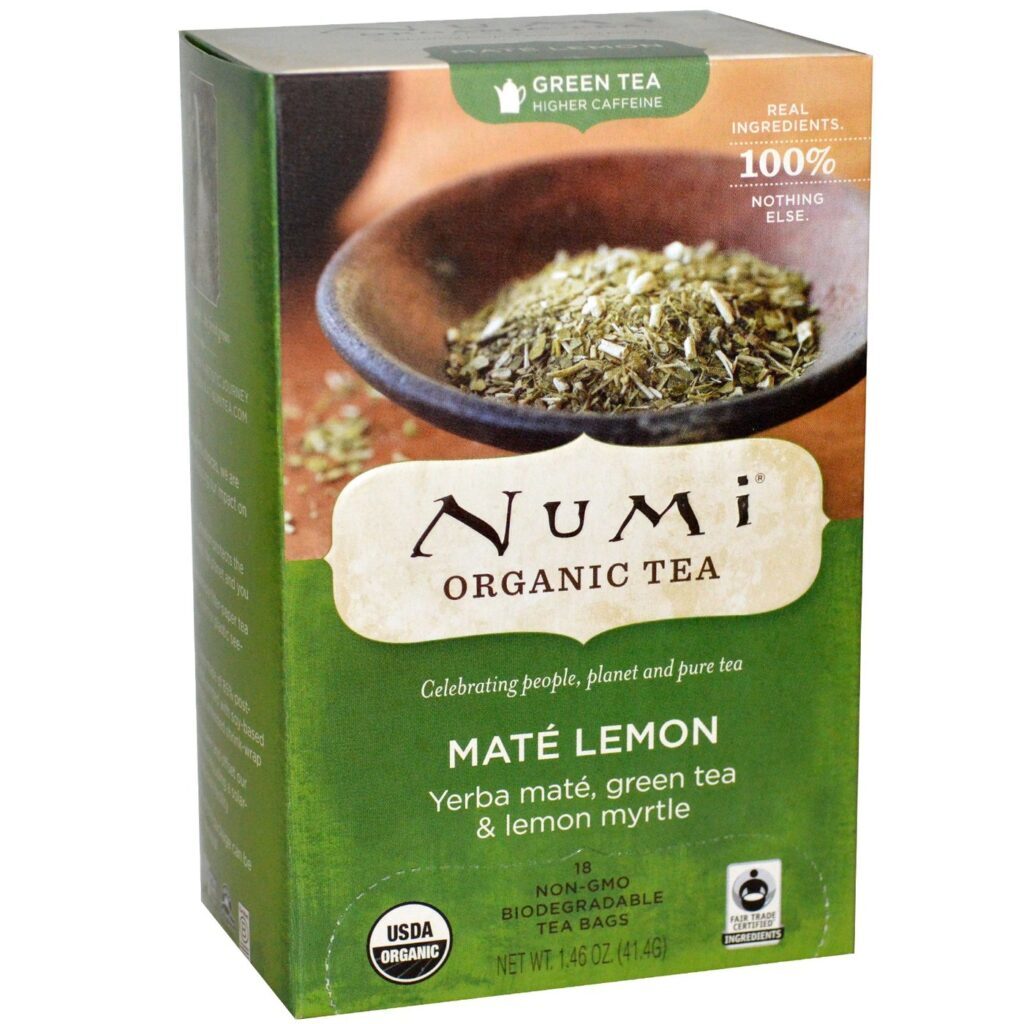 Numi Teas Chá Erva Mate e Limão 18 Saquinhos - Energia Natural e Sabor Cítrico Refrescante