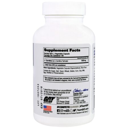 GAT L-Carnitina - 500 mg - 60 Cápsulas Vegetarianas - Image 2